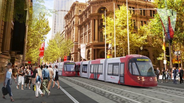 An artist's impression of the George Street light rail.