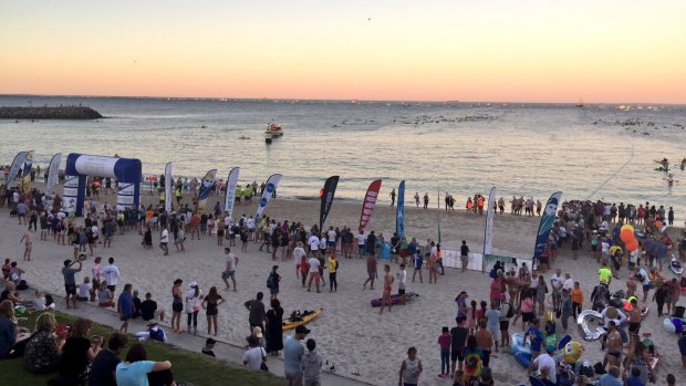 Around 2500 swimmers set off on this year's Rottnest Channel Swim this morning.