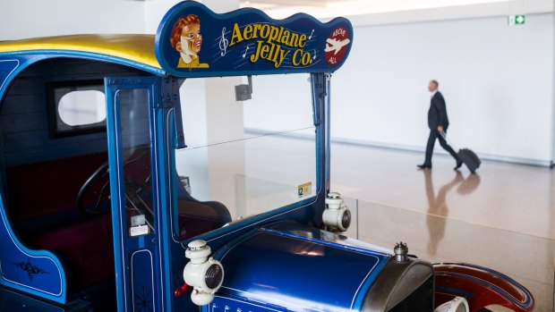 The Model T Ford used to promote Aeroplane Jelly at Canberra International Airport.

