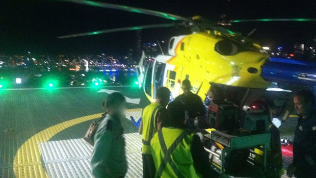 An RACQ LifeFlight helicopter flew an 18-month-old girl to the Lady Cilento Children's Hospital after a fall from height in Maroochydore.