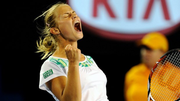 Jelena Dokic in action at the 2009 Australian Open.