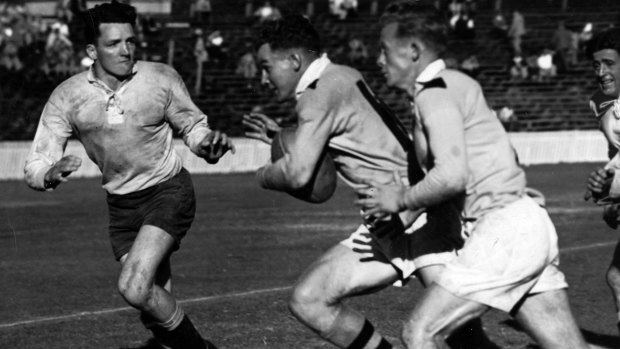 Joe Baker, a second-rower, playing for Brisbane's Easts in 1954.