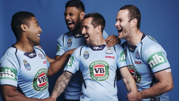 Red white and bluesters: Michael Jennings, Daniel Tupou, Mitchell Pearce and Boyd Cordner.