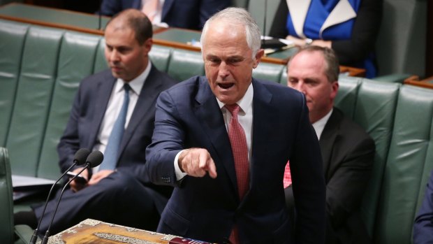 Prime Minister Malcolm Turnbull in question time on Thursday. 
