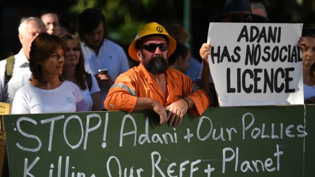 Adani protesters campaign against the possible billion-dollar federal loan to Adani.