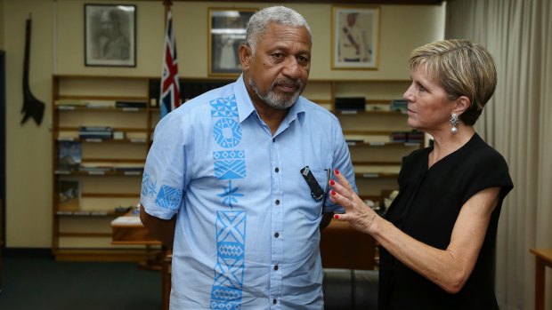 Ms Bishop meets with Fiji Prime Minister Frank Bainimarama on Monday.