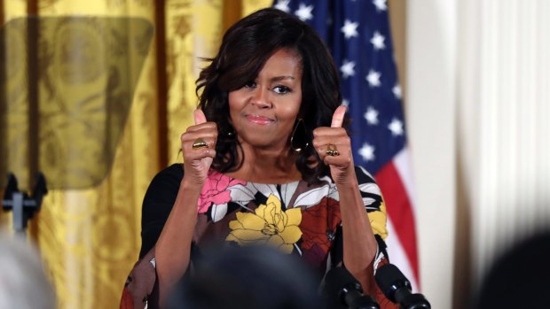 First lady Michelle Obama at an ending veterans' homelessness event in the White House in November. 