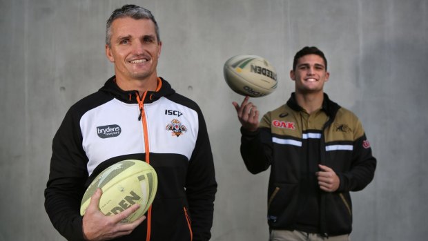 LIke father, like son: Ivan and Nathan Cleary pose for these exclusive pictures in the lead-up to their first clash on Sunday.