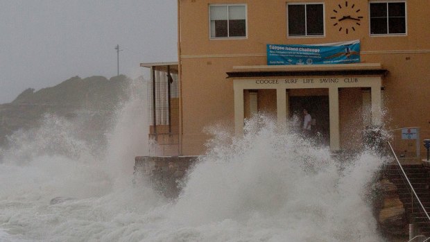 Damage done: The clubhouse was lashed by giant waves during the storms earlier this month.