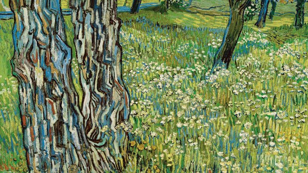 Detail from van Gogh's <i>Pine Trees and Dandelions in the Garden of Saint-Paul Hospital</i>.
