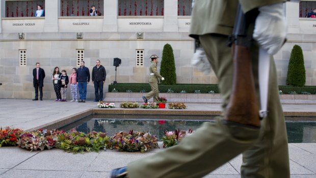 The Last Post ceremony at the Australian War Memorial on Thursday.