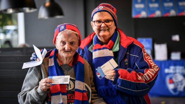 Betty Hayes, 83, was at the Grand Final match in 1951 when the Bulldogs won the Grand Final. She was 21 years old. Her daughter Jackie Hall got tickets today. 