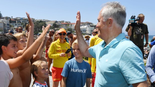 Prime Minister Malcolm Turnbull at Bondi Beach on New Year's Day.