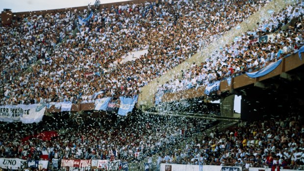 A new level of sports crazy: football fans at River Plata Stadium in Buenos Aires, Argentina.