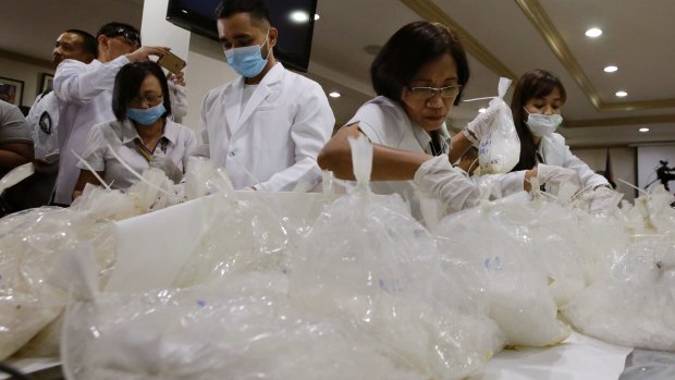 Philippine authorities say they've seized 605 kilograms (1,334 pounds) of high-grade methamphetamine shipped from China.
