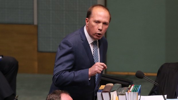 Immigration minister Peter Dutton was in question time on Monday, as the protesters faced court.