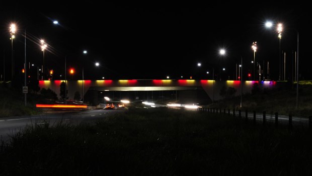 The Kings Avenue bridge will be lit up in Belgium's national colours of red, black and yellow at night until next week.
