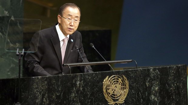 United Nations Secretary-General Ban Ki-moon addresses the UN's Sustainable Development Summit.