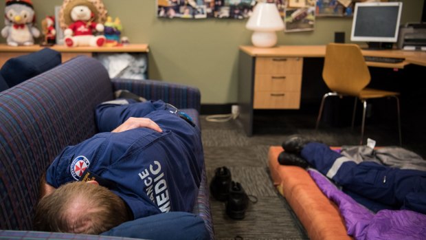 In quiet periods, paramedics are encouraged to recline and rest, before the next job.