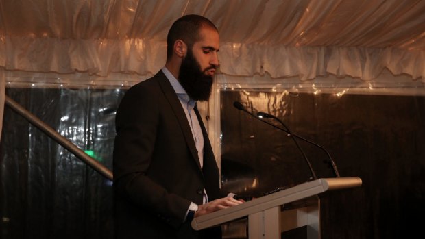 Footballer Bachar Houli sung a prayer at the event.