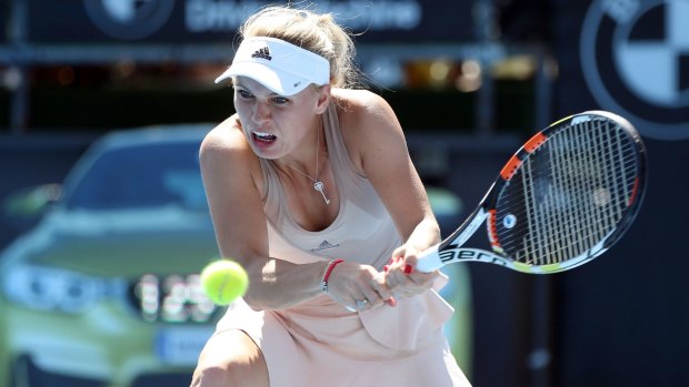 Caroline Wozniacki in action during the final of the Auckland Classic which she lost to Venus Williams.
