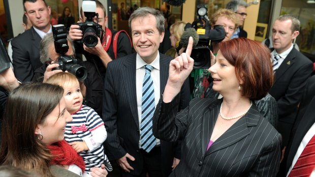 On the up: With then PM Julia Gillard in 2010.
