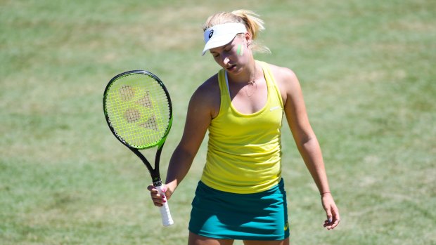 Daria Gavrilova shows her disappointment during Sunday's loss.