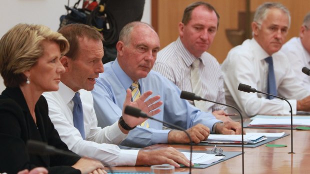 Tony Abbott meets with his cabinet.