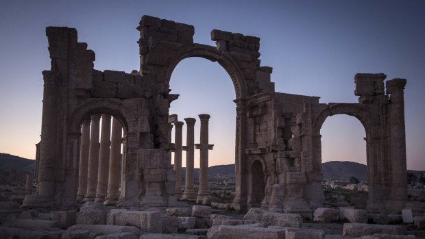 The ancient arch in Palmyra, Syria, in 2014, where Hassan Aboud was seen in June this year. 