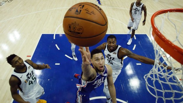 To the rim: Ben Simmons had another fine game for the Sixers.