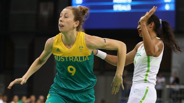 Natalie Burton of Australia in action during a women's basketball preliminary round game against Brazil in Rio on Saturday.