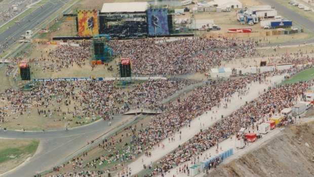 An aerial view of Calder Park on the day of the Guns 'N Roses concert. 