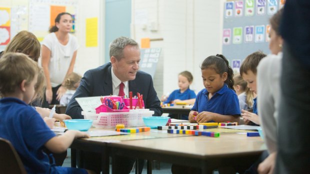 Bill Shorten visits Iramoo Primary School in Wyndham Vale on Thursday to announce education policy funding. 