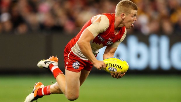 Ball magnet: Sydney's Dan Hannebery may force the Crows to reconsider their no-tagging approach.