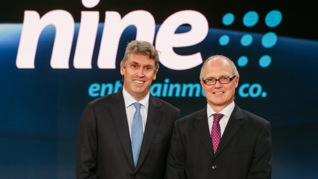 Ardent's new boss, former Nine Entertainment chief operating officer Simon Kelly (right), with then Nine boss David Gyngell. 
