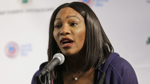 Serena Williams praises Maria Sharapova's courage during a press conference on Tuesday.  