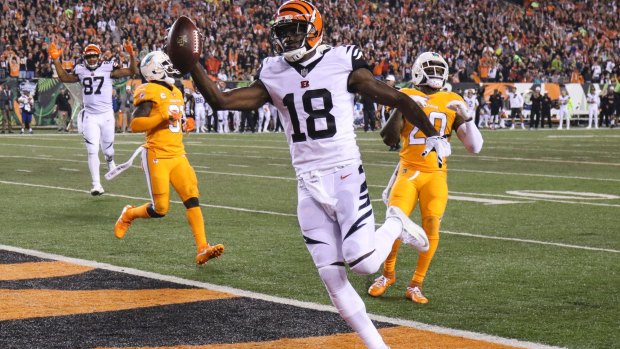Big game: Bengals' receiver A.J Green scored the opening touchdown.
