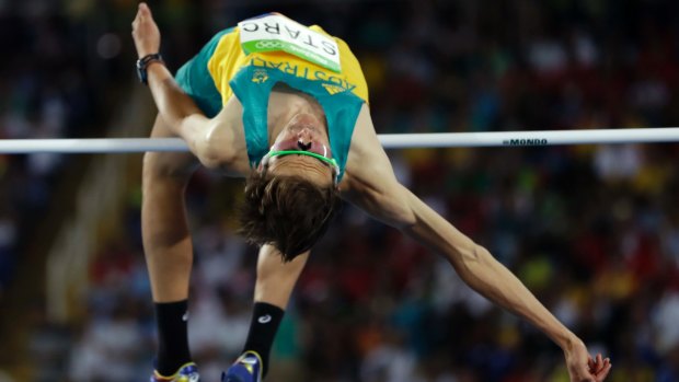 No, not that one: Australia's Brandon Starc competes in the men's high jump in Rio.