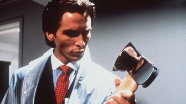 A still from the film version of <I>American Psycho</i>, starring Christian Bale.