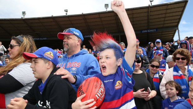 Huge turnout: Bulldogs fans show their support at training on Thursday.