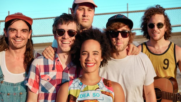 Nkechi Anele (centre) and her band Saskwatch. 