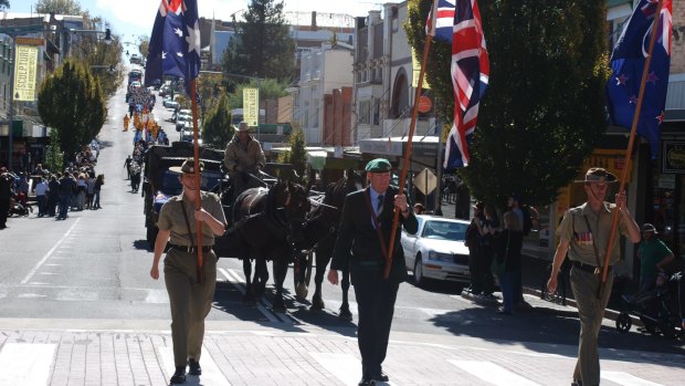 The ANZAC Day march in Katoomba in 2016.