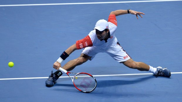 In charge: Kei Nishikori was able to dictate terms against  Andy Murray, whom he had not beaten in three previous attempts.