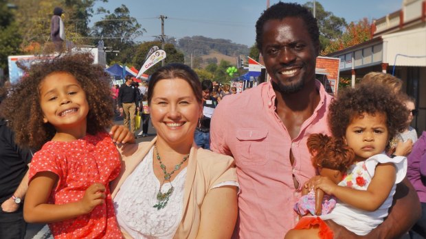 Labor candidate Aoife Champion with her husband Emmanuel Fashoyin and two children Nuala and Nneka.