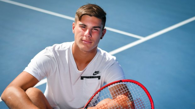 Young Victorian tennis player Stefan Vujic. 