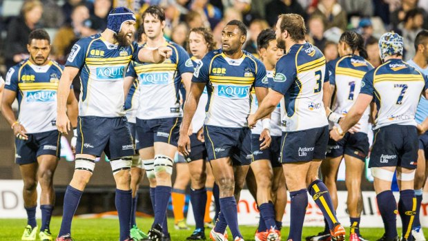 Flanker Scott Fardy of the ACT Brumbies gets fired up.