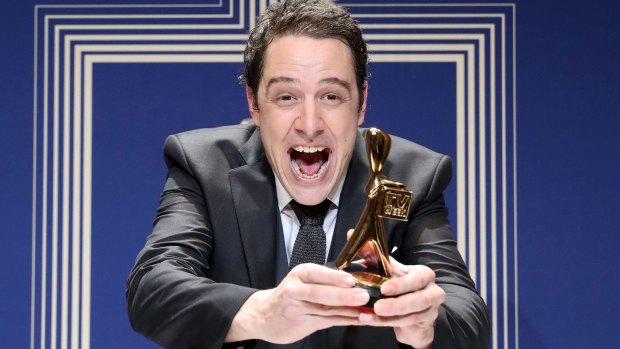 Samuel Johnson with the Gold Logie Award for for his performance in <i>Molly</i>.