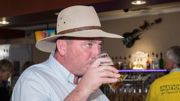 Barnaby Joyce at the Longyard Pub, after the High court ruled he was a New Zealand Citizen.