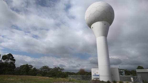 The golf-ball-like Terrey Hills radar station.