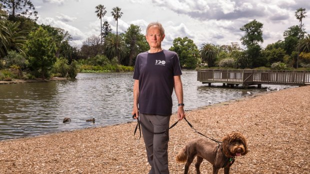 Peter Hughes, with dog Rosie. Peter is a local resident, and frequents Queens Park. Photo: Daniel Pockett